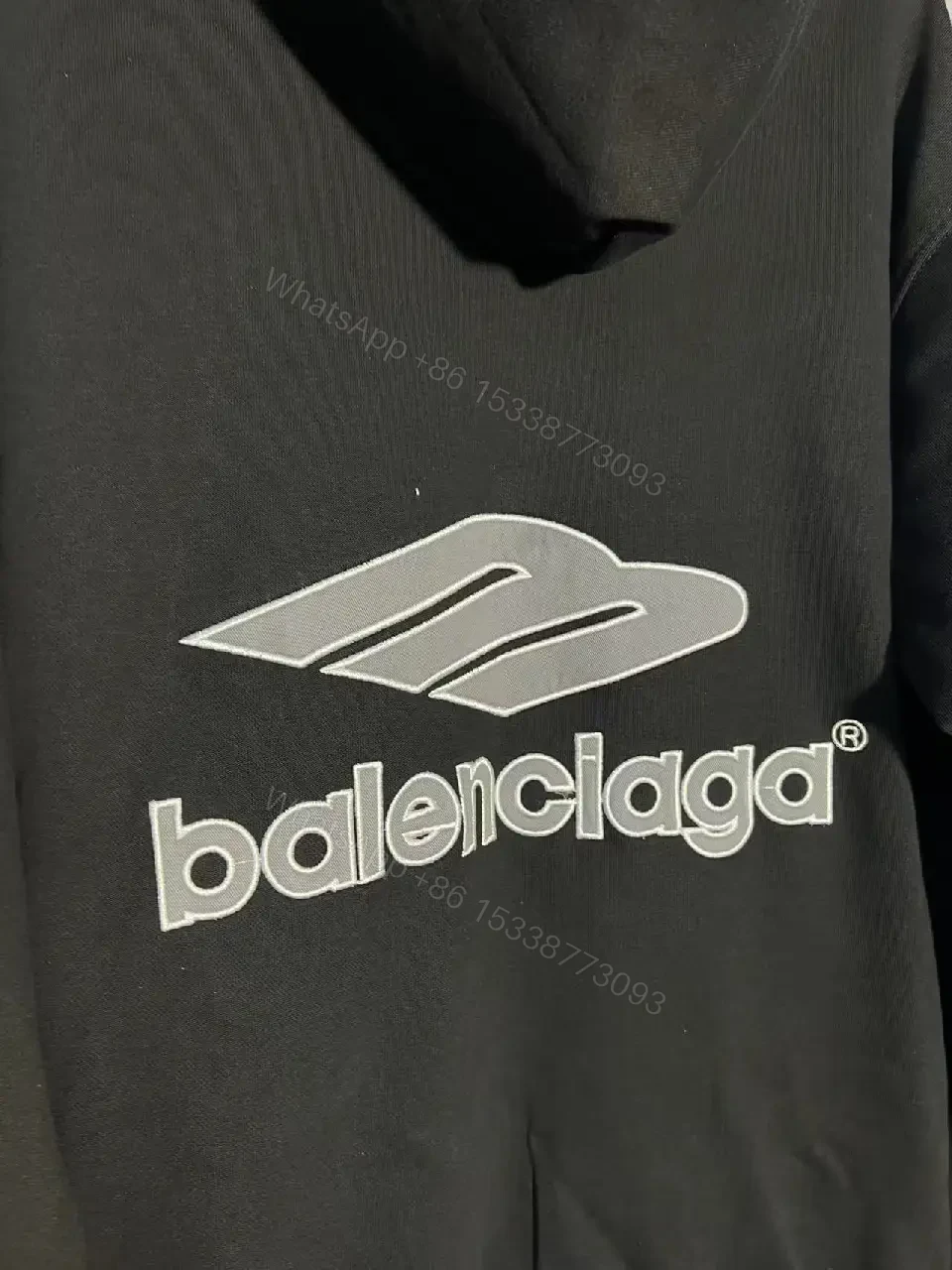 View 8 of Black + Cotton Blend + Streetwear + Bold Logo Luxe Hoodie