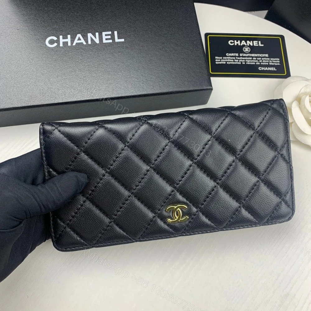 View 2 of Chanel Black Quilted Classic Long Flap Wallet 19.5Cm