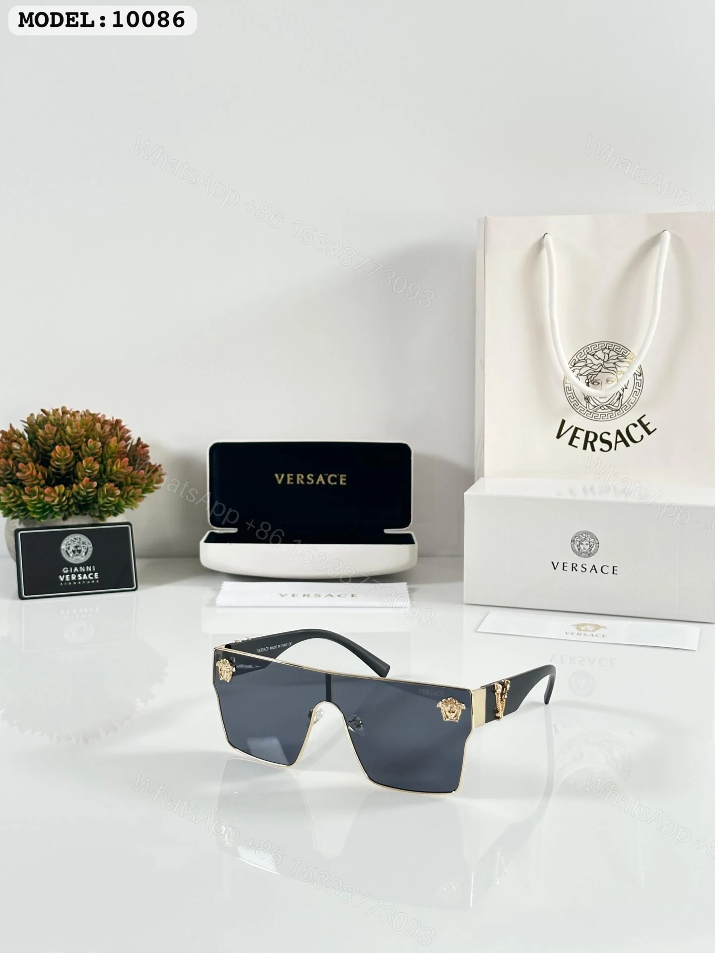 Versace 10086 Oversized Black Sunglasses Metal Frame — view 1