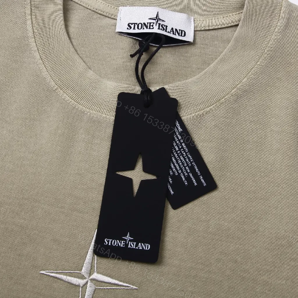 View 4 of Beige Stone Island Graphic Tee - Elevated Casual Comfort