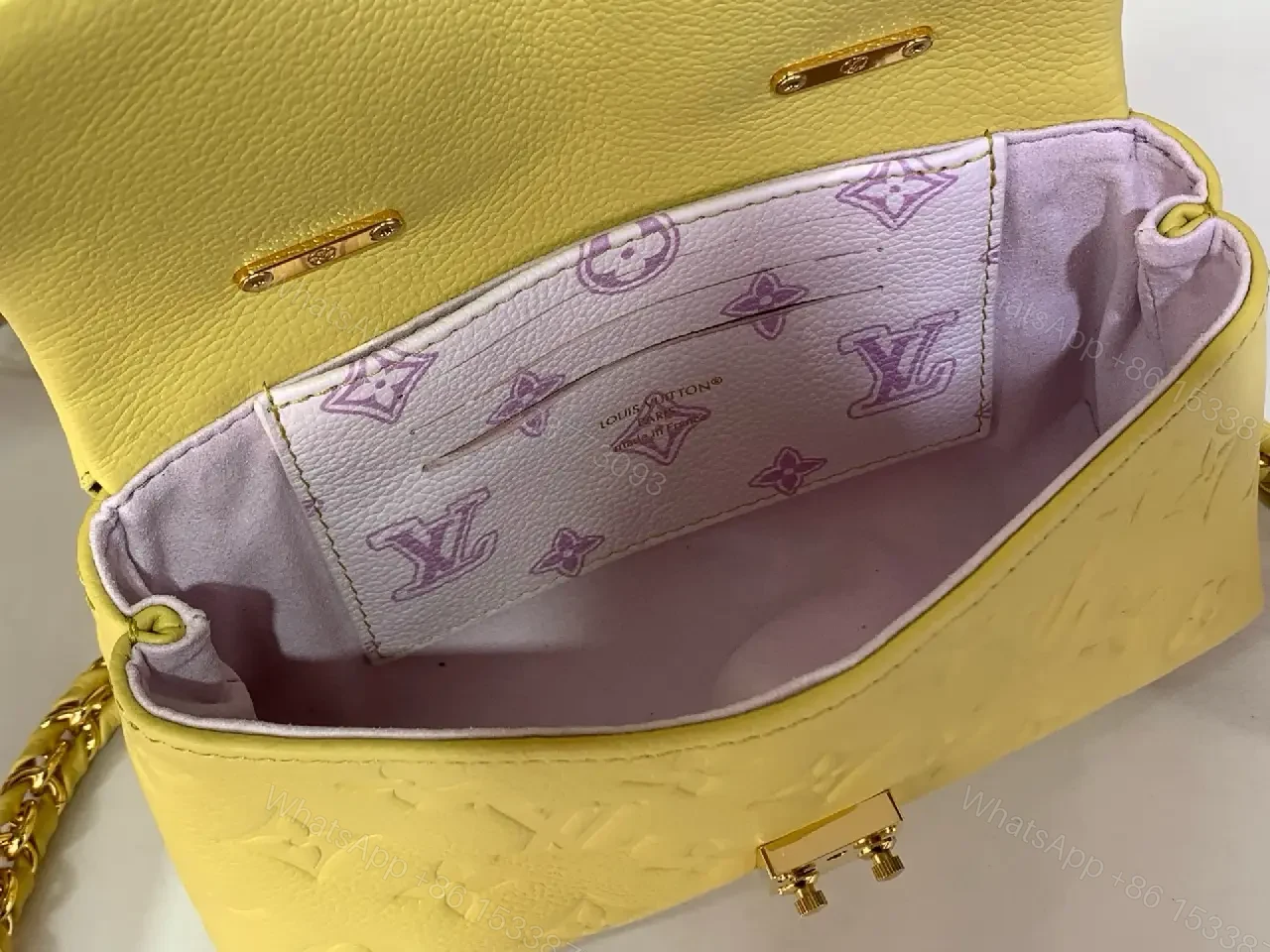 View 2 of Pale Yellow Embossed Satchel: Lux Vintage Top-Handle Bag
