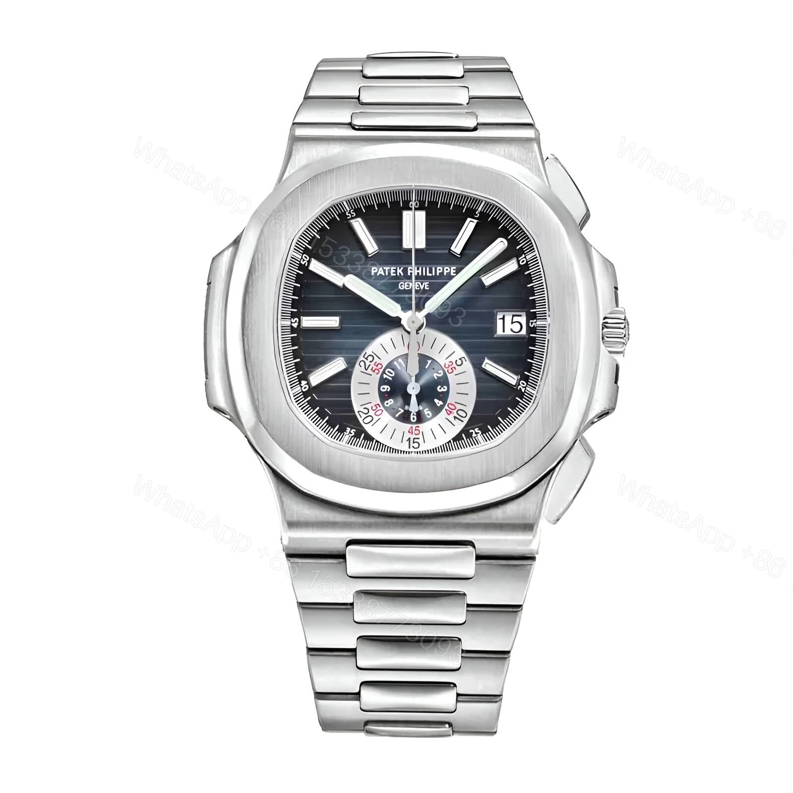 Patek Nautilus Blue Silver Replica — view 1