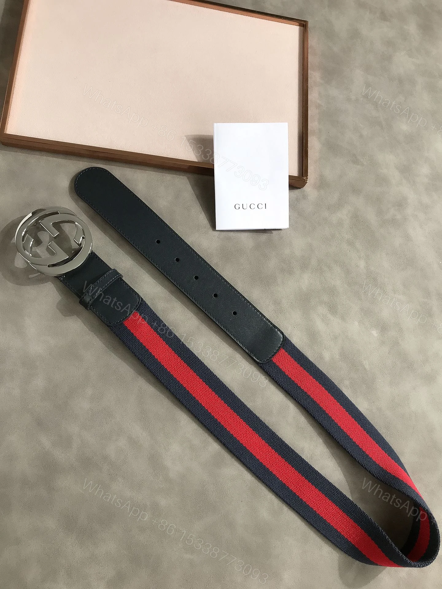 View 3 of GUCCI’S WEB BELT WITH G BUCKLE NAVY 4CM 411924 H917N 8497
