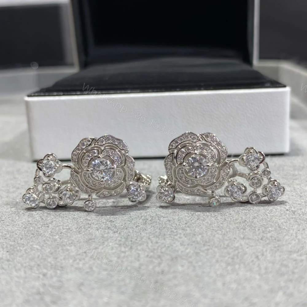 View 6 of CHANEL BOUTON DE CAM??LIA HANGING EARRINGS