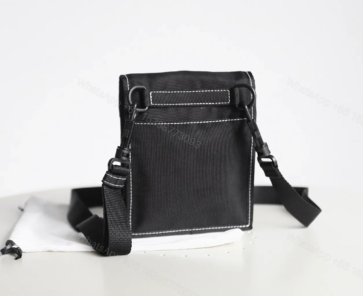 View 7 of Black Fabric Crossbody: Compact Utility Messenger, Urban Luxe, Everyday Organizer