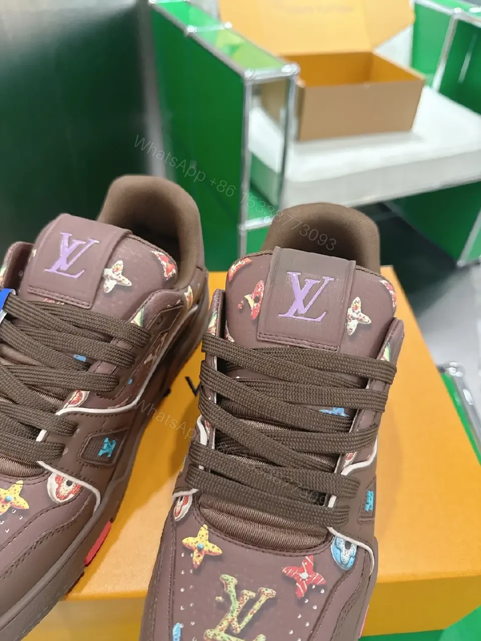 View 7 of Bold Patterned Sneakers with Monogram Flair - High-Top Comfort