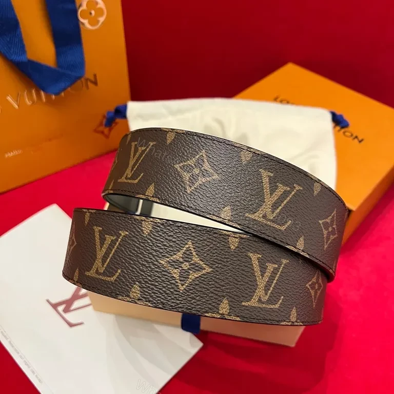 View 2 of Lux LV Monogram Belt: Signature Silver Buckle, Premium Canvas
