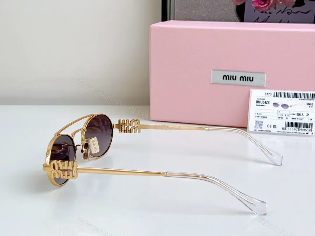 View 2 of Gold-Tone Round Sunglasses with Signature Hardware - Deluxe Eyewear