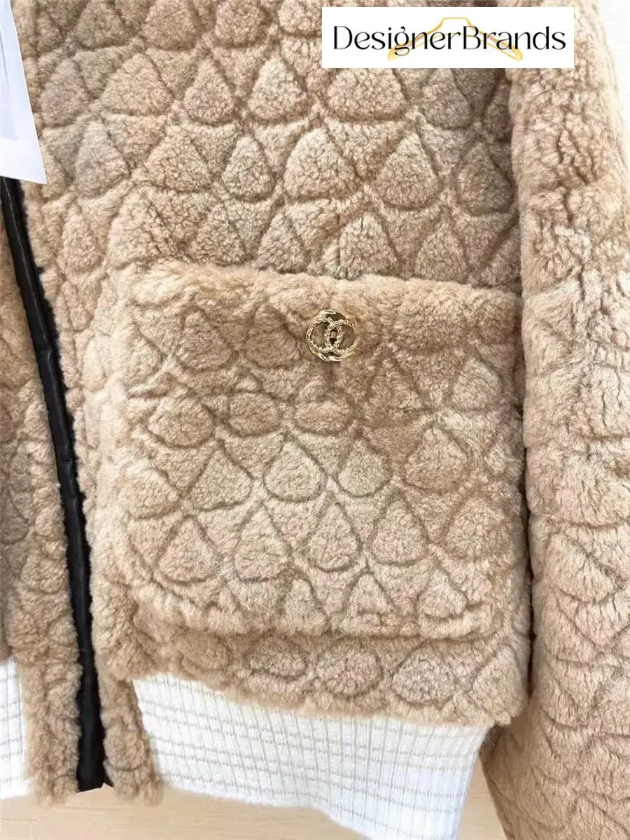 View 5 of Quilted Teddy Jacket: Camel, Structured Details, All-Season Comfort