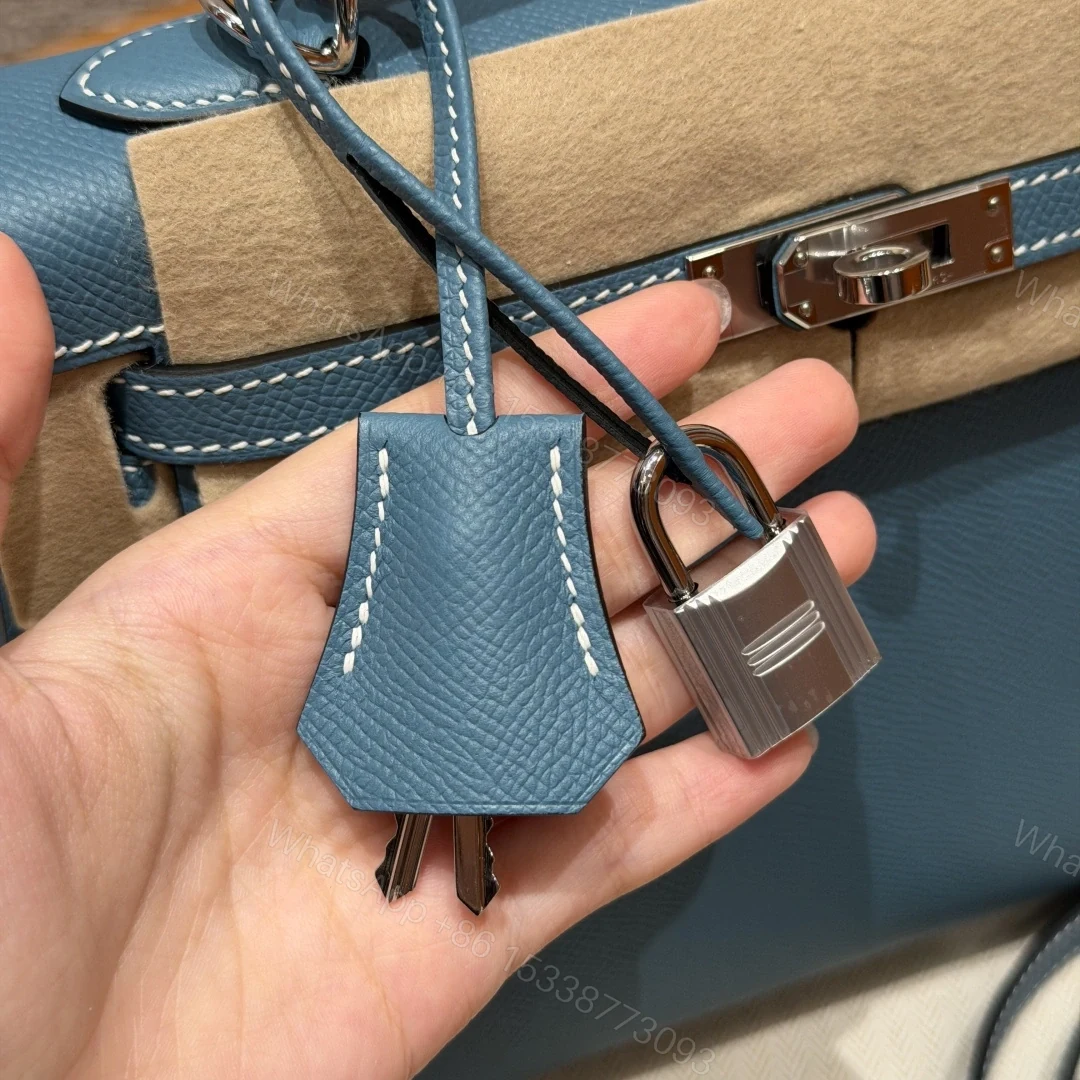 View 18 of 高仿Hermes*Kelly25系列H043110EP7C牛仔藍銀扣牛皮純手工
