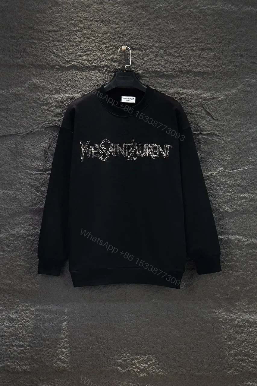 Crystal-Embellished Logo Black Crewneck Sweatshirt - Luxe Everyday Style — view 1