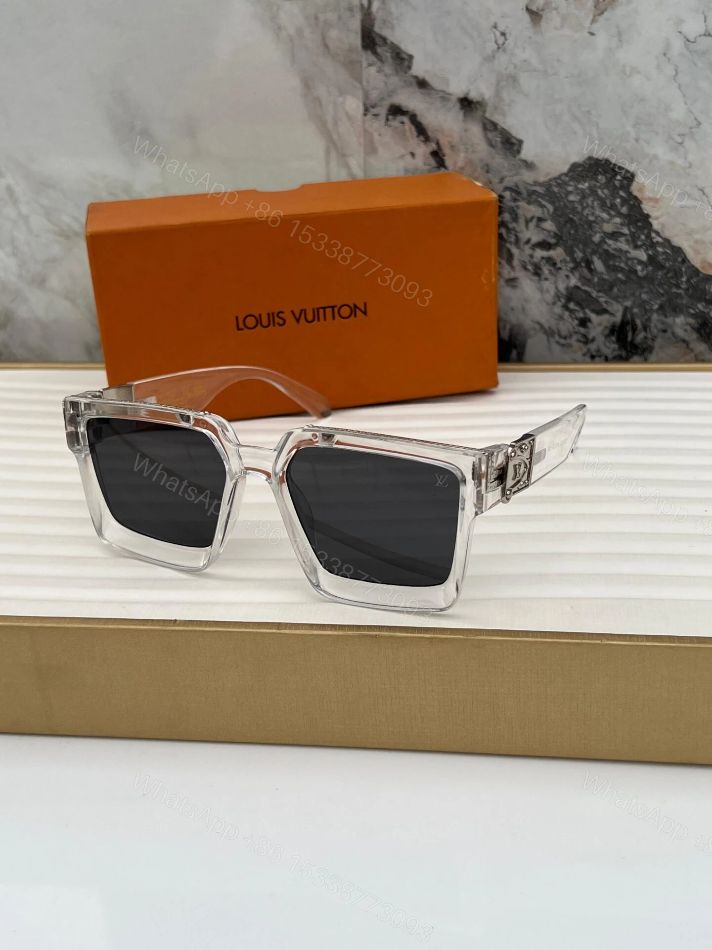 Louis Vuitton Transparent Square Black Sunglasses — view 1