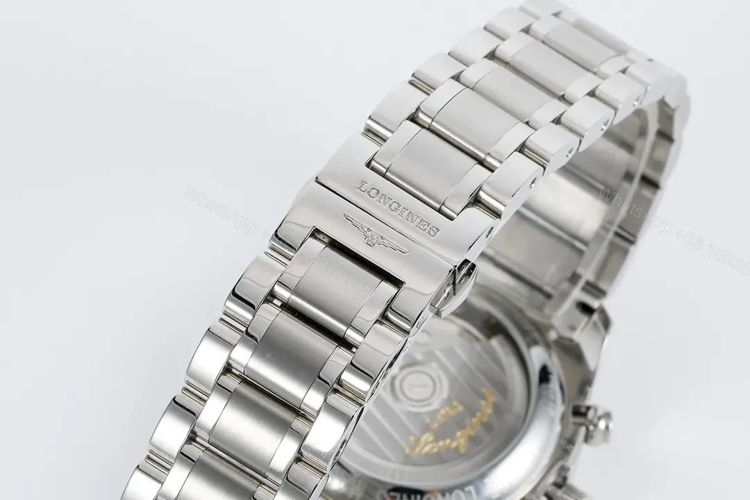 View 9 of Longines Master Collection Moonphase Eight Hand V4 Edition Silver Stainless Steel with Blue Dial