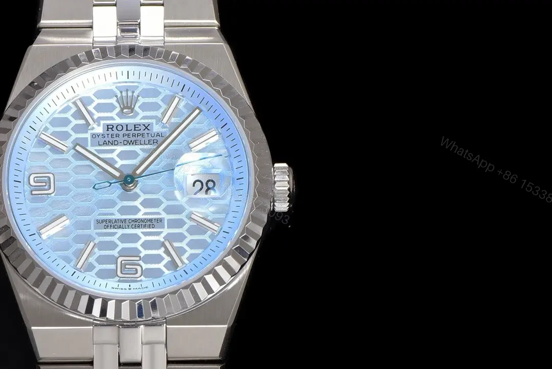 View 4 of Rolex Land-Dweller 40 Platinum Ice Blue Dial Flat Jubilee 127336-0001