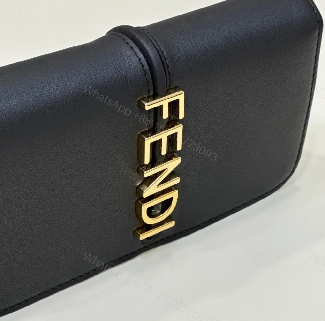 View 10 of Bold Black Leather Mini Bag Set with Gold Chain & Cardholder