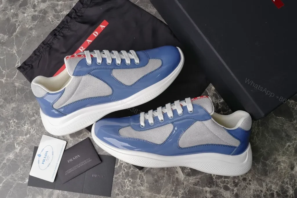 View 6 of Blue-Tone Prada-Inspired Low-Top Sneakers: Everyday Luxury Comfort