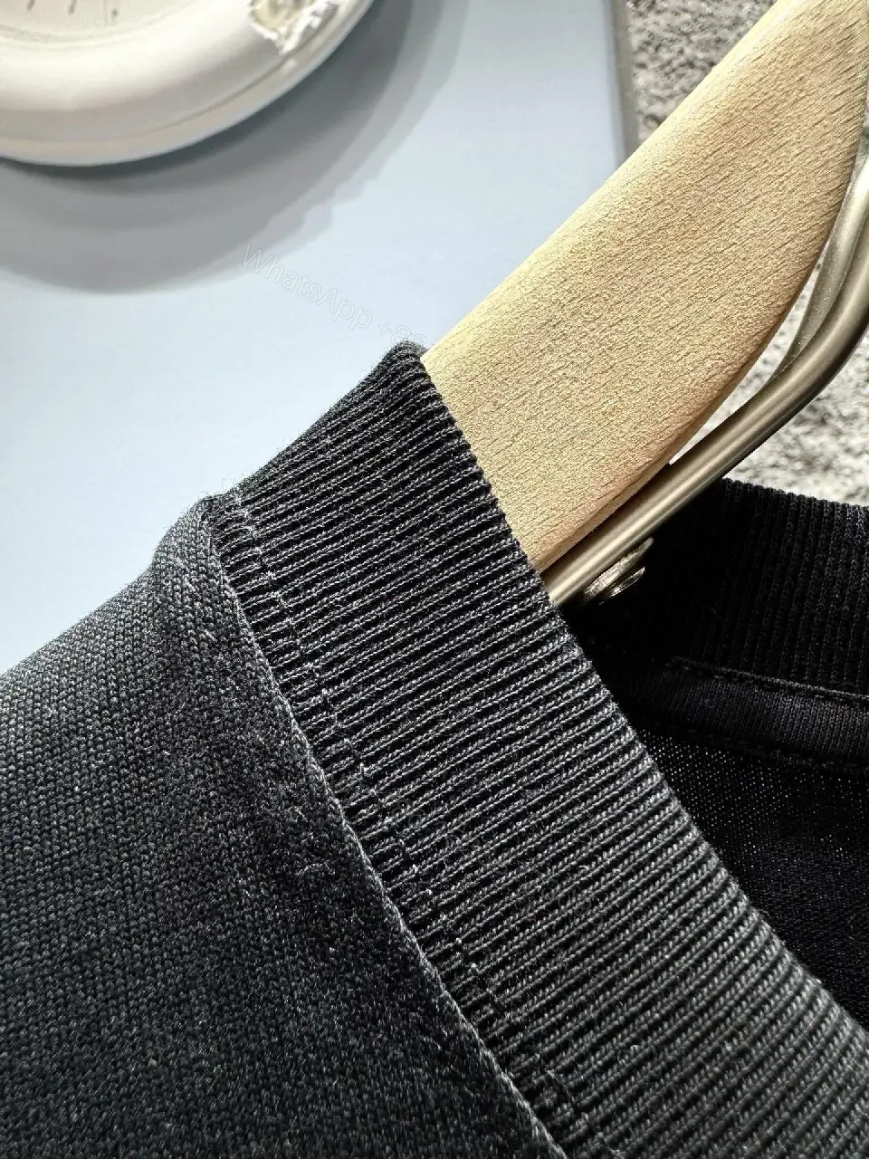 View 2 of Black Cotton Tee, Minimalist Moncler-inspired Logo, Everyday Luxe, Crew Neck T-Shirt