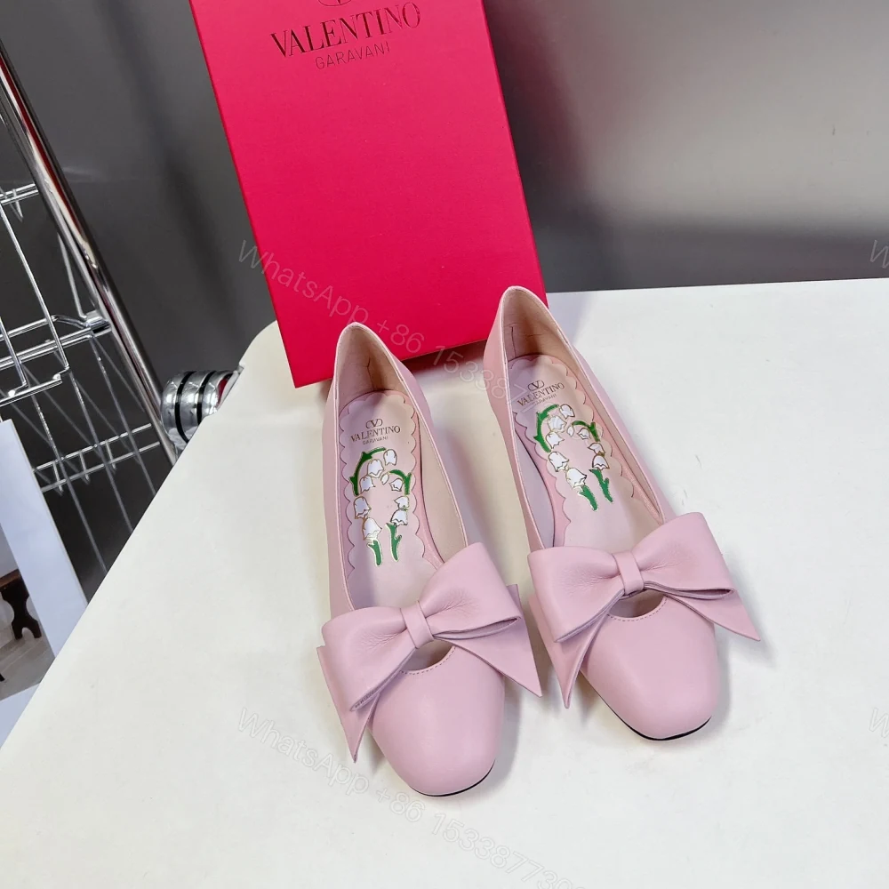 高仿Valentino*6W2S0LA蝴蝶結高踭鞋粉色4.5CM免檢版 — view 1