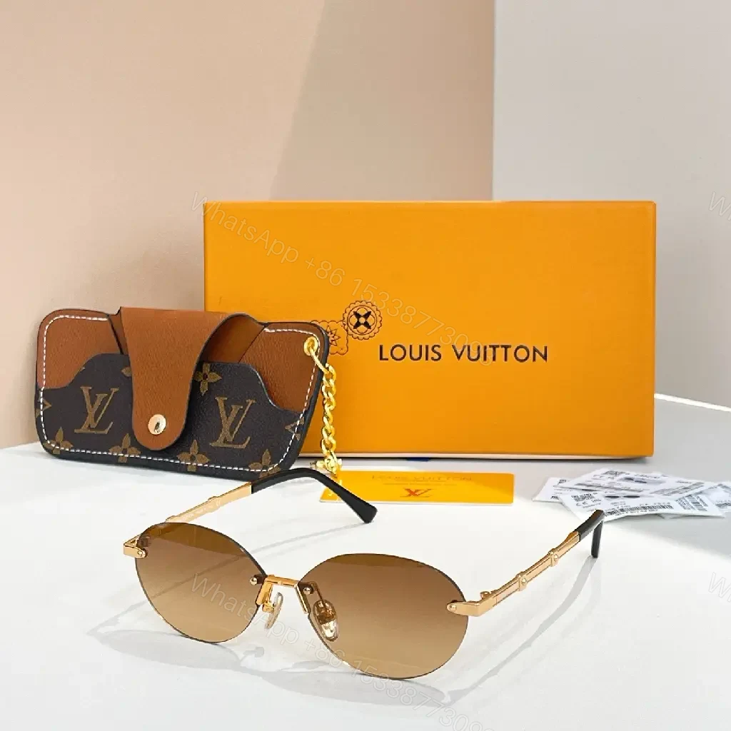View 4 of Gradient Luxe Sunglasses Set: UV Lens, Monogram Case, Pouch