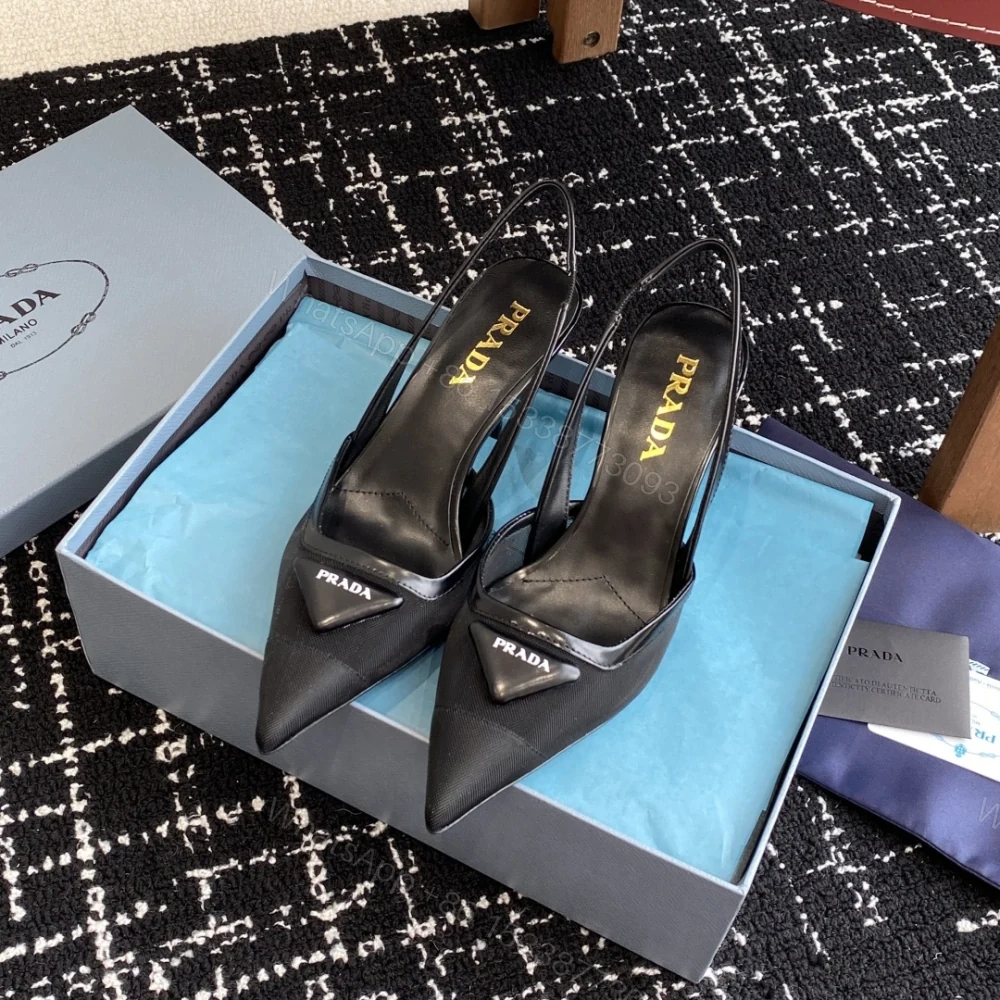 View 3 of 高仿Prada*1I891N尖頭露跟高踭鞋7.5CM黑色免檢版