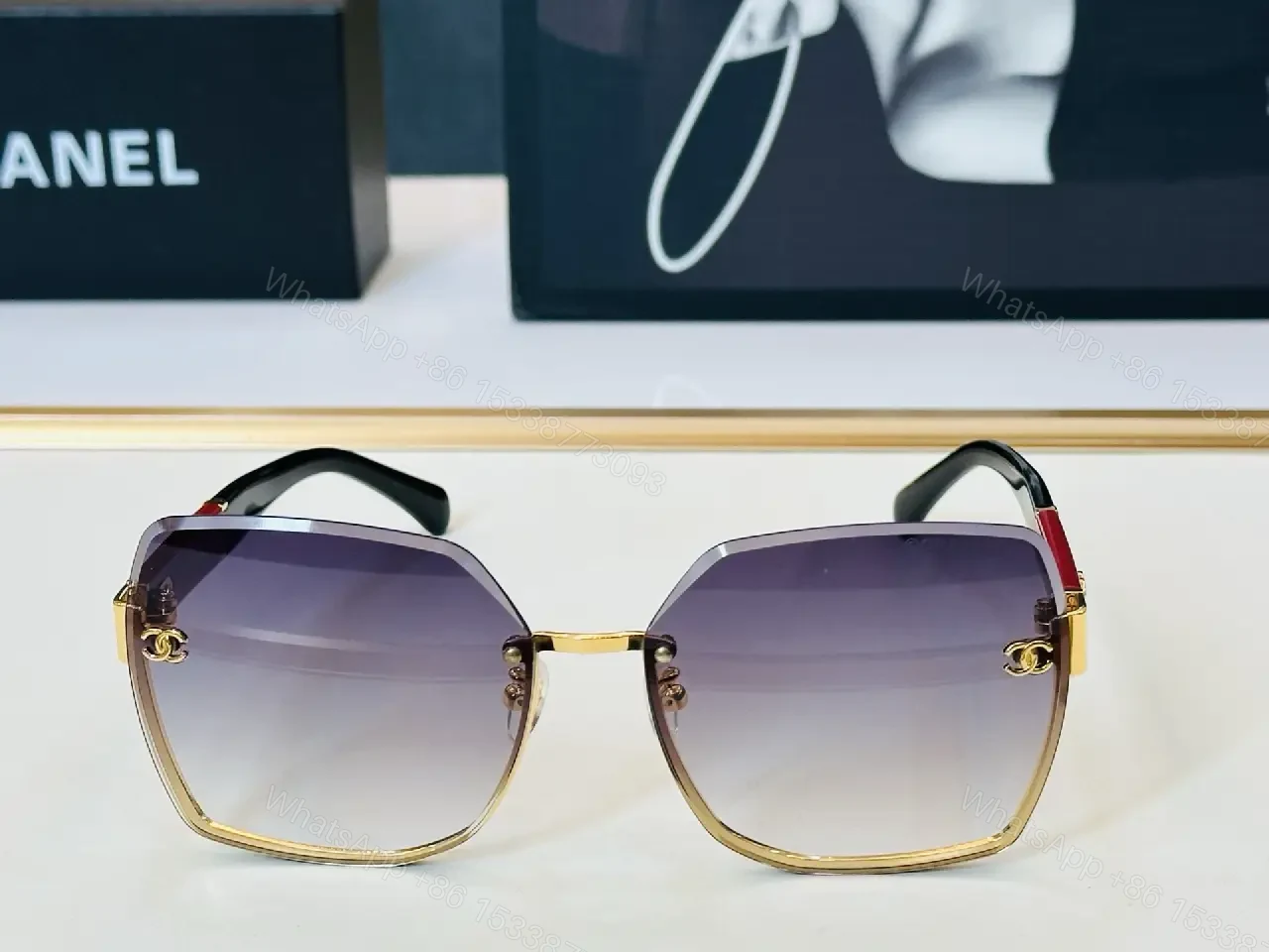 View 9 of Gray-Tone Metal & Acetate Sunglasses: Bold Geometry Lux