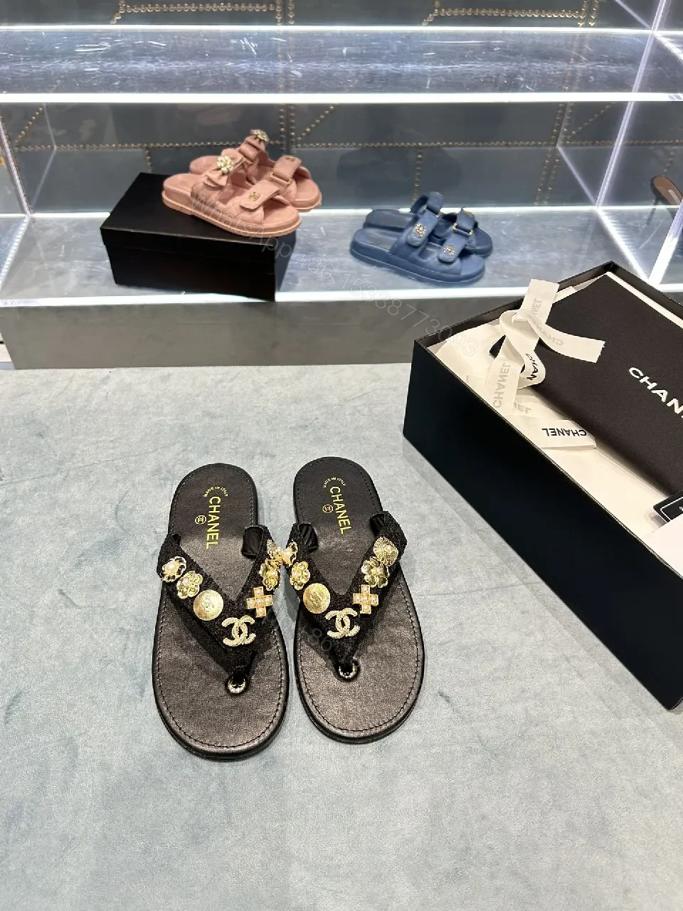 View 6 of Embellished Luxe Flip-Flops: Gold-Detail Comfort Footwear