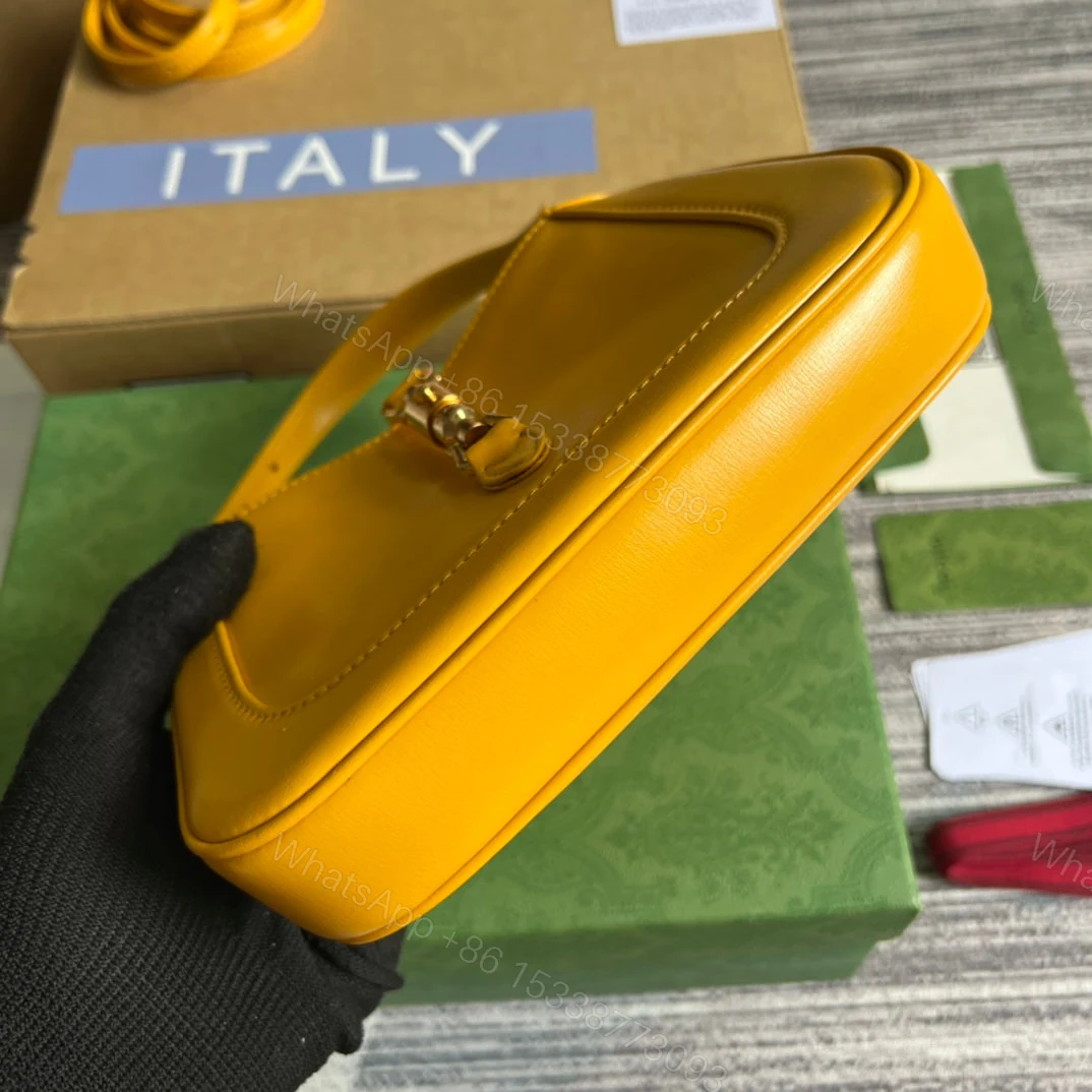 View 6 of GG JACKIE MINI 19 SHOULDER BAG IN YELLOW CALFSKIN