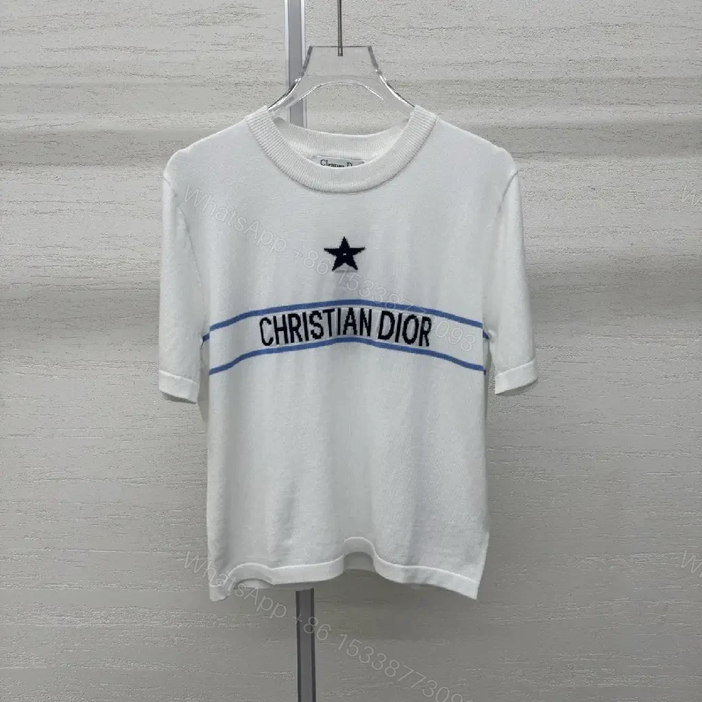 View 6 of White Cropped Crewneck Tee with Dior Graphic, Modern Luxe Comfort