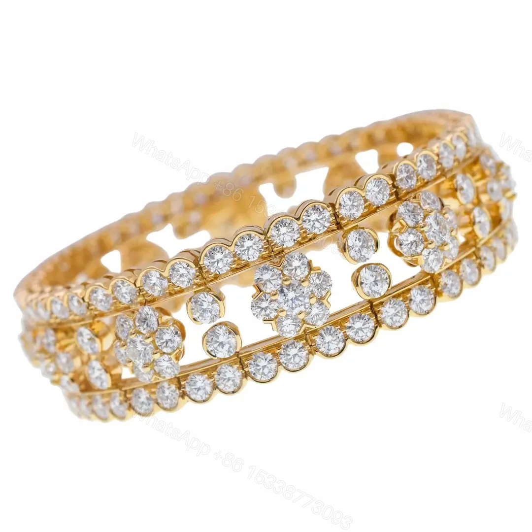 View 2 of Van Cleef Arpels Gold Diamond Snowflake Bracelet