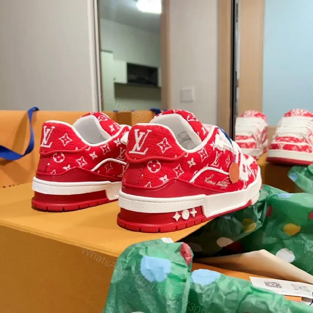 View 3 of Patterned Luxe Sneakers with Signature LV Motif - Bold, Modern Chic