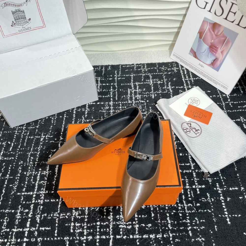 View 4 of 高仿Hermes*Kelly系列H251002Z03小牛皮休閒單鞋木色免檢版