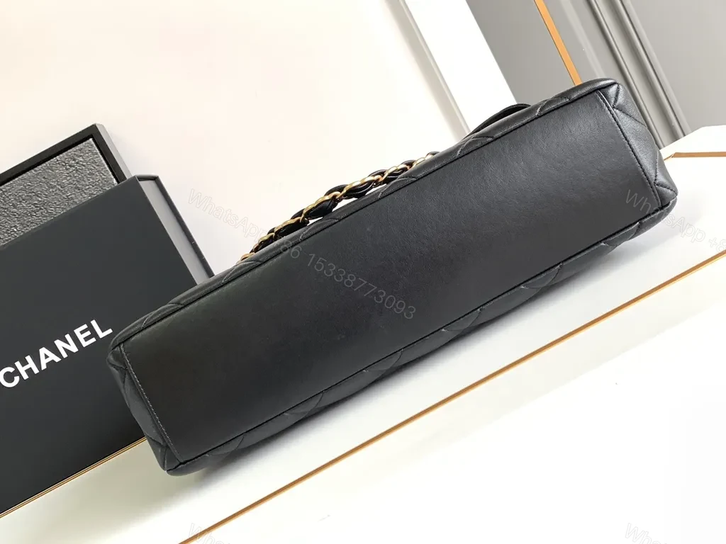 View 6 of Chic Quilted Black Shoulder Bag with Gold Chain Strap
