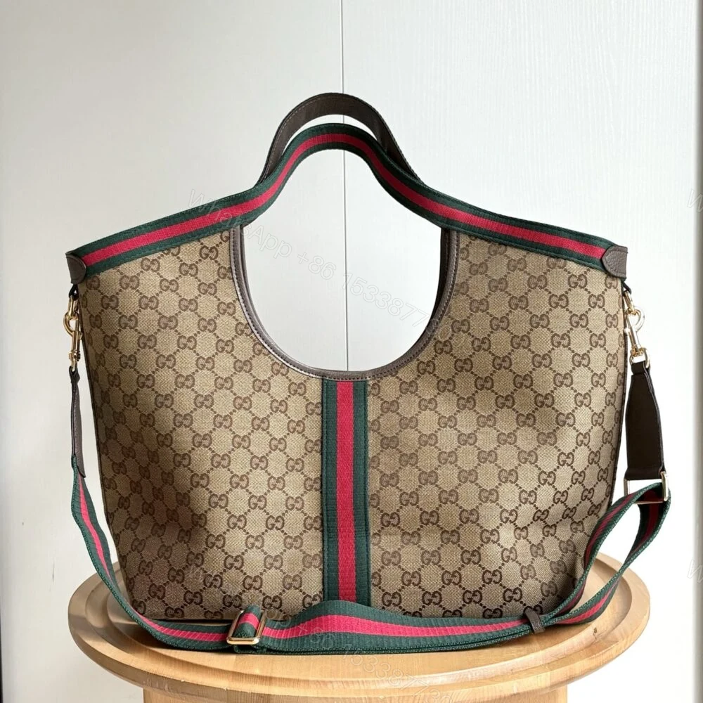 View 4 of Gucci Giglio Large Tote Bag GG Canvas Beige and Dark Brown 60Cm 853971 FAFFP 2547