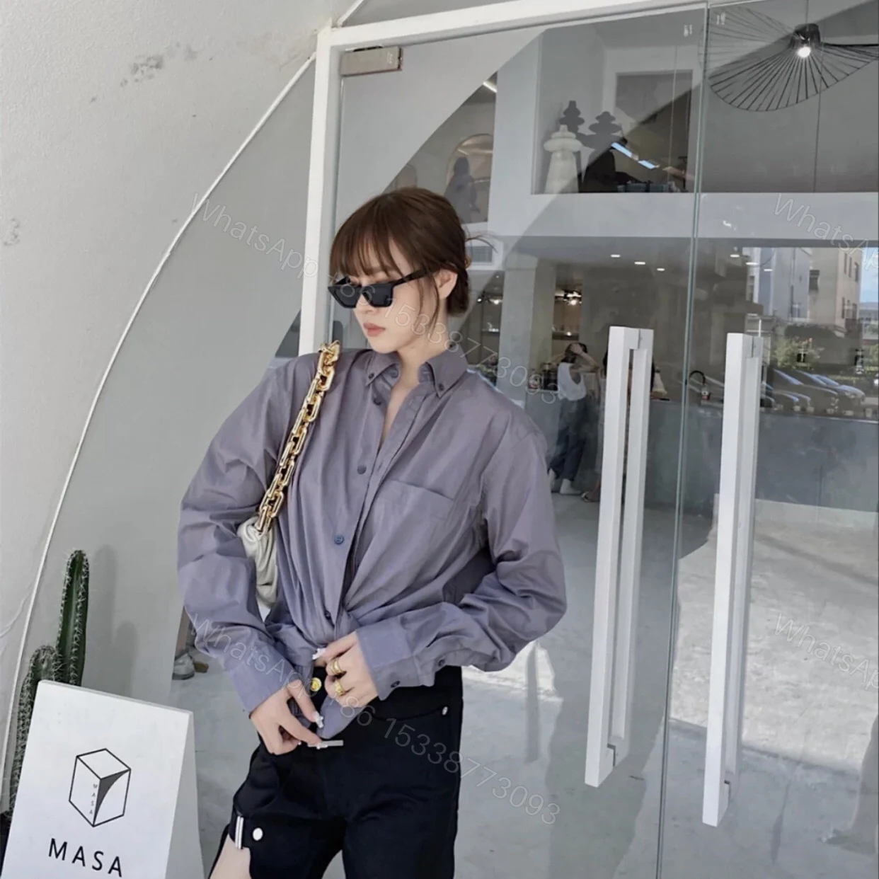 View 15 of 高仿Balenciaga*FW24系列671663純色長袖襯衫