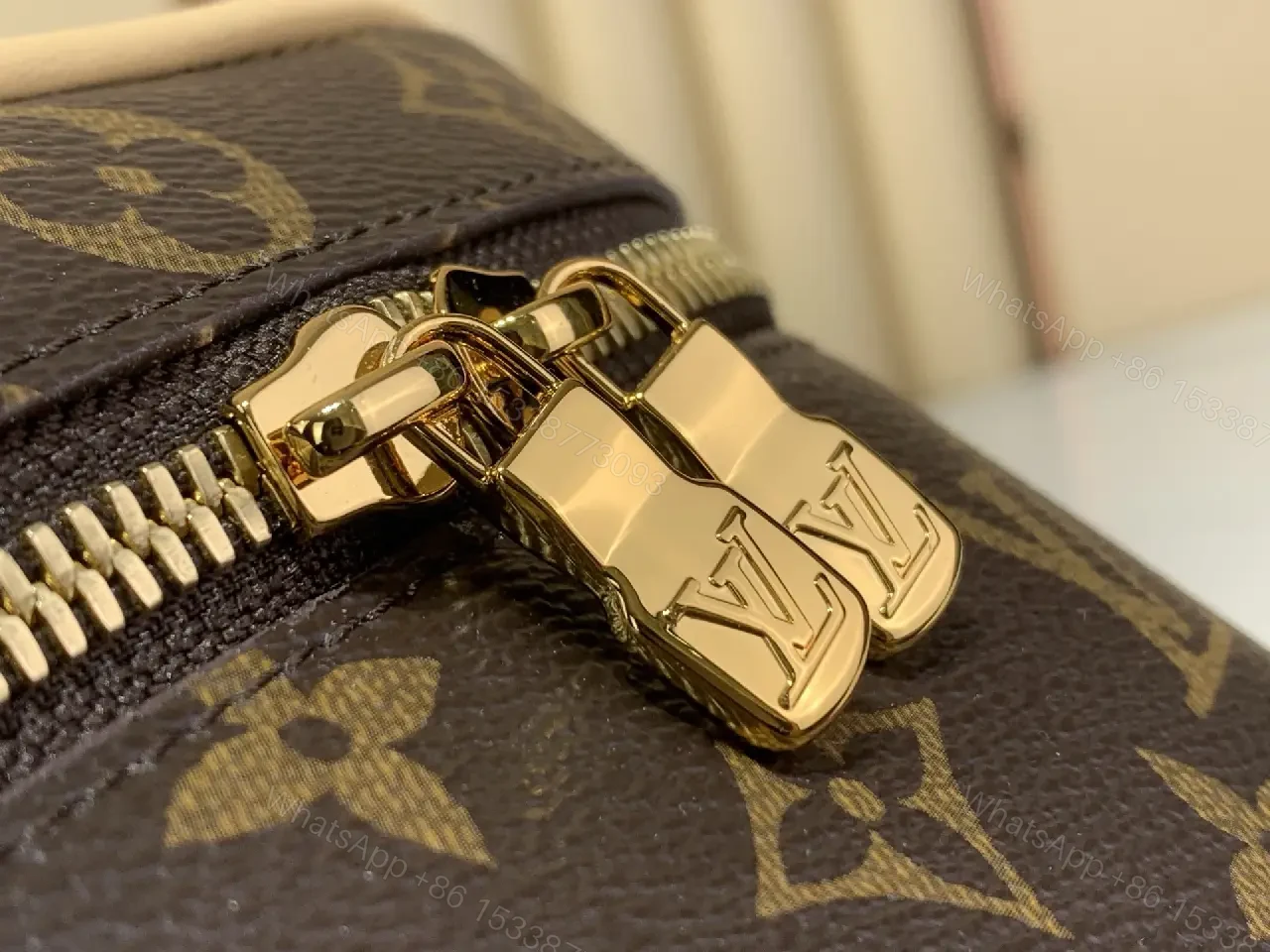 View 6 of Dark Brown/Black LV-Style Vanity Case with Gold Hardware