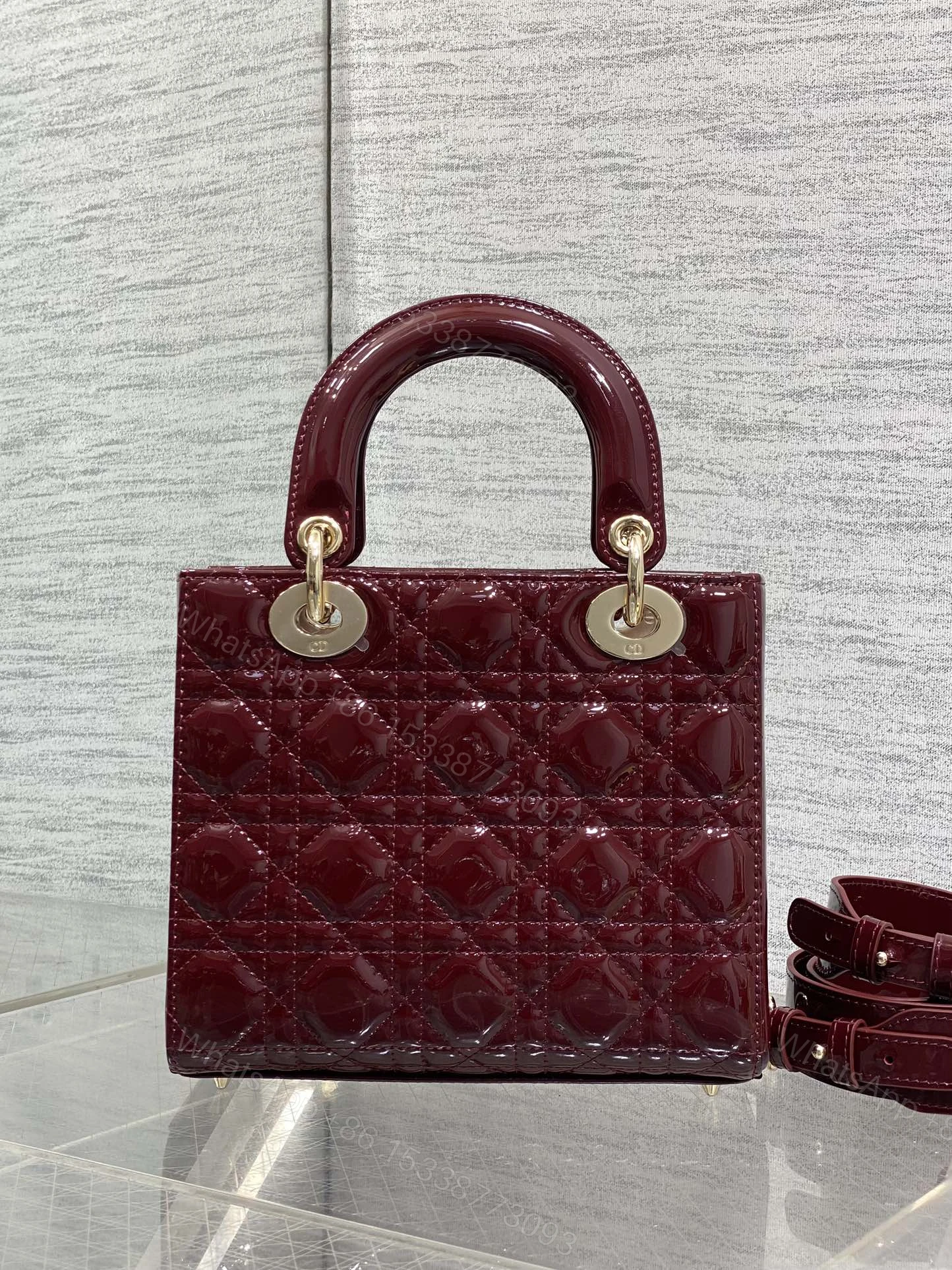 View 4 of CHRISTIAN DIOR LADY DIOR BURGUNDY GOLD HARDWARE