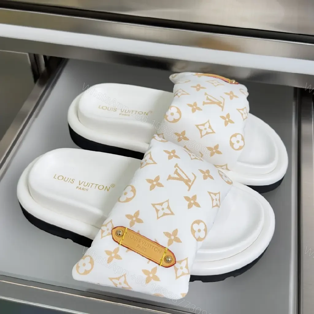 View 3 of White Monogram Slip-Ons: Sculpted Comfort Sandals