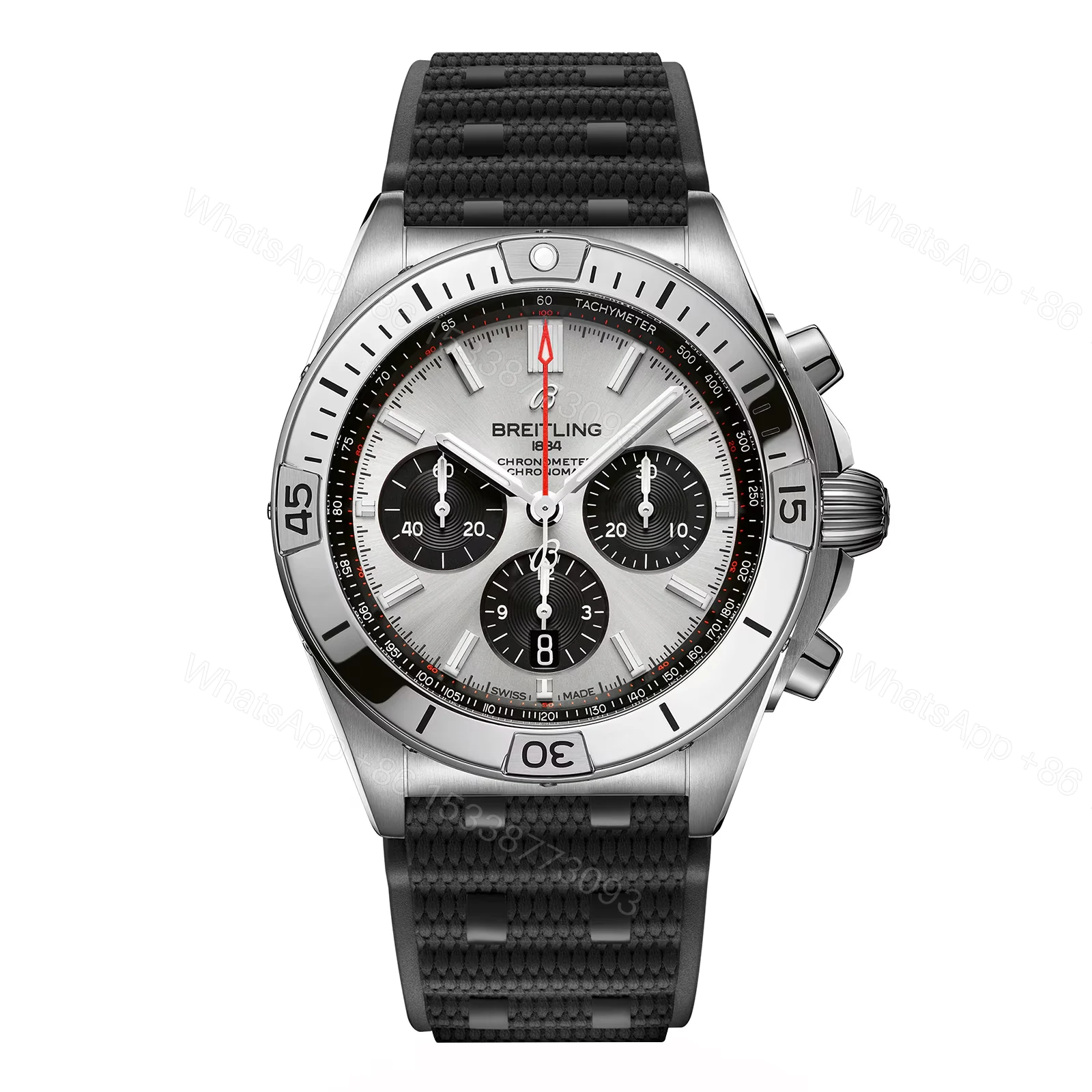 Breitling Chronomat B01 Chronograph 42mm Mens Watch Silver Rubber — view 1