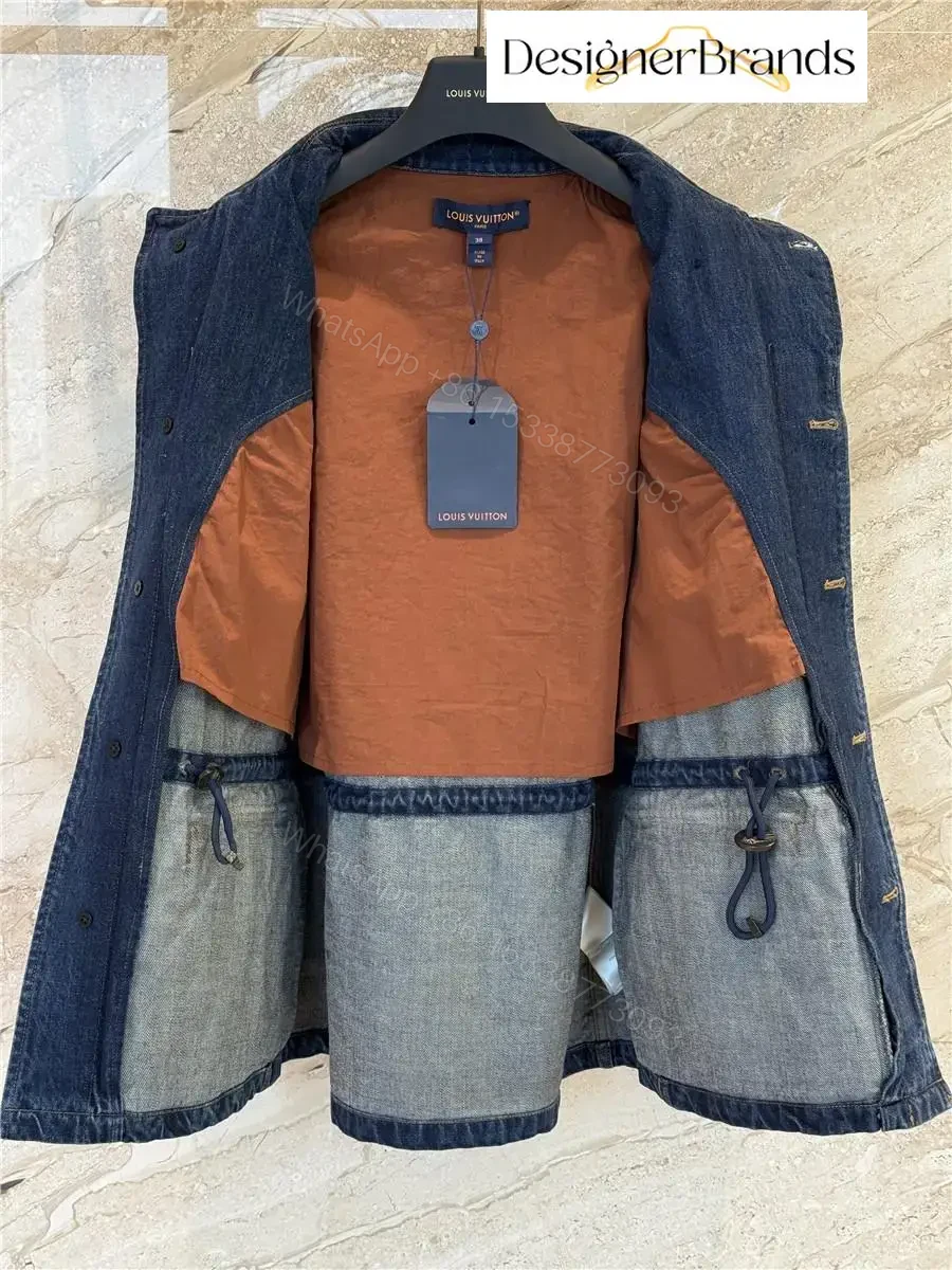 View 7 of Dark Indigo Denim Explorer Jacket: Monogram Detail, Structured Style