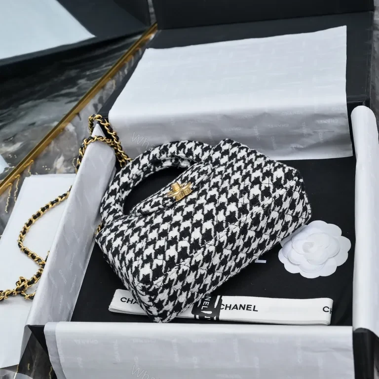 View 5 of Chanel-Inspired Houndstooth Mini Bag: Luxe Everyday Charm