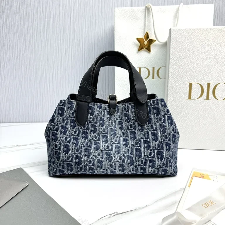 View 3 of Denim Jacquard Luxe Handbag: Modern Texture, Everyday Luxury