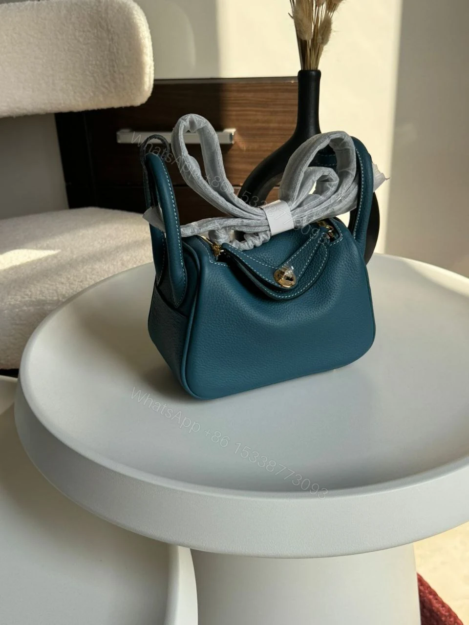 View 10 of Hermes Brand New Mini Lindy Nata Togo Palladium HDW