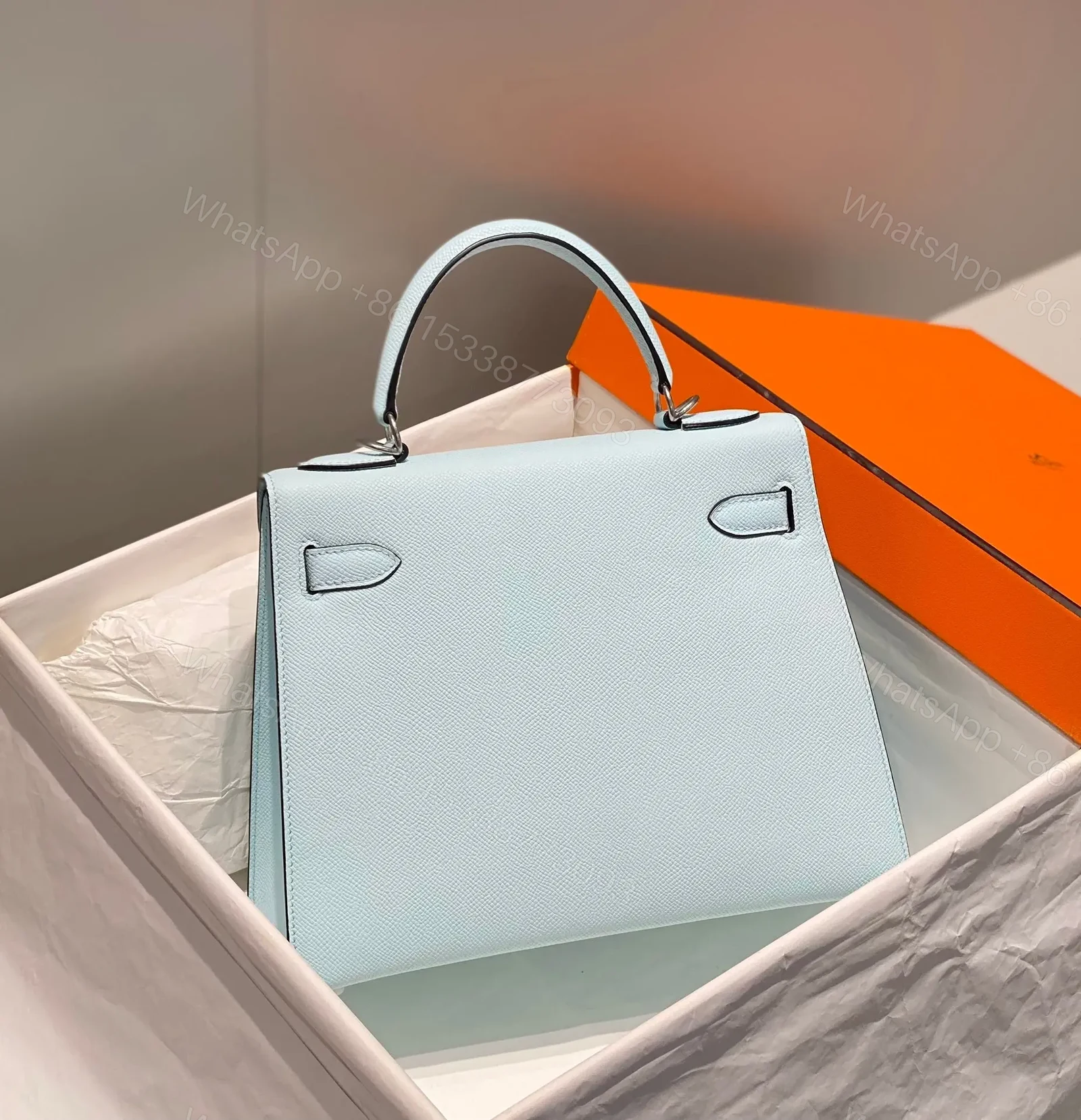 View 5 of HN 28CM IN BLUE BRUME EPSOM PALLADIUM HARDWARE
