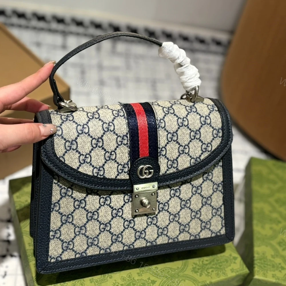 View 2 of Gucci Ophidia Small Top Handle Bag Beige And Black 25Cm