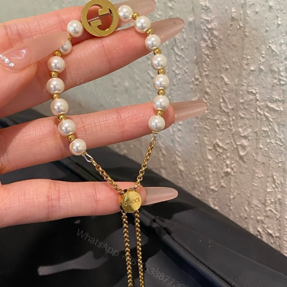 View 6 of Gucci Interlocking Pearl Bracelet Gold ‎839033 JCF27 8062