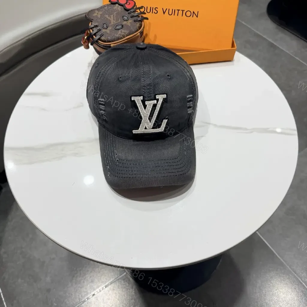 View 4 of Dark Essentials Black Cap with Subtle LV Accent