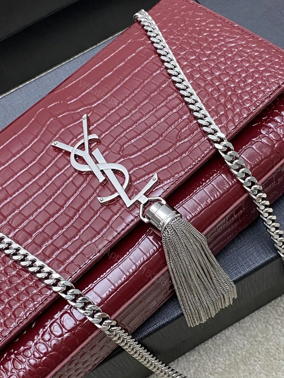 View 6 of Textured Burgundy Leather Clutch: Luxe Shine, All-Day Confidence