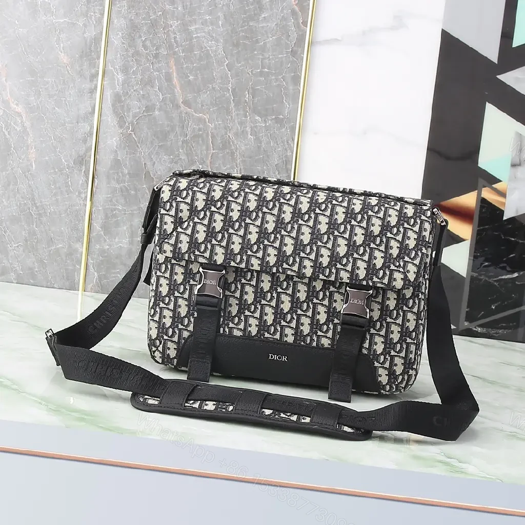 View 10 of Monogram Textured Messenger Bag: Modern Luxury Carryall