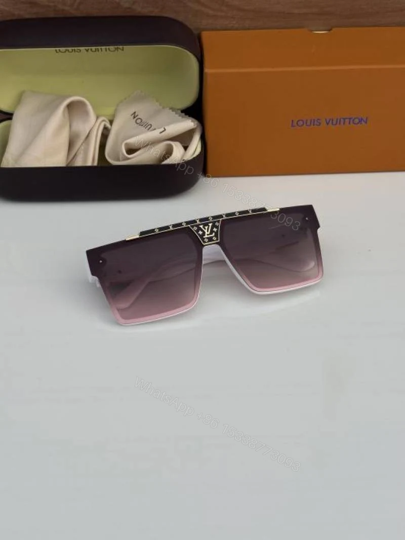 View 3 of First Copy Louis Vuitton White Oversized Square Frame Brown Gradient Men’s Sunglasses