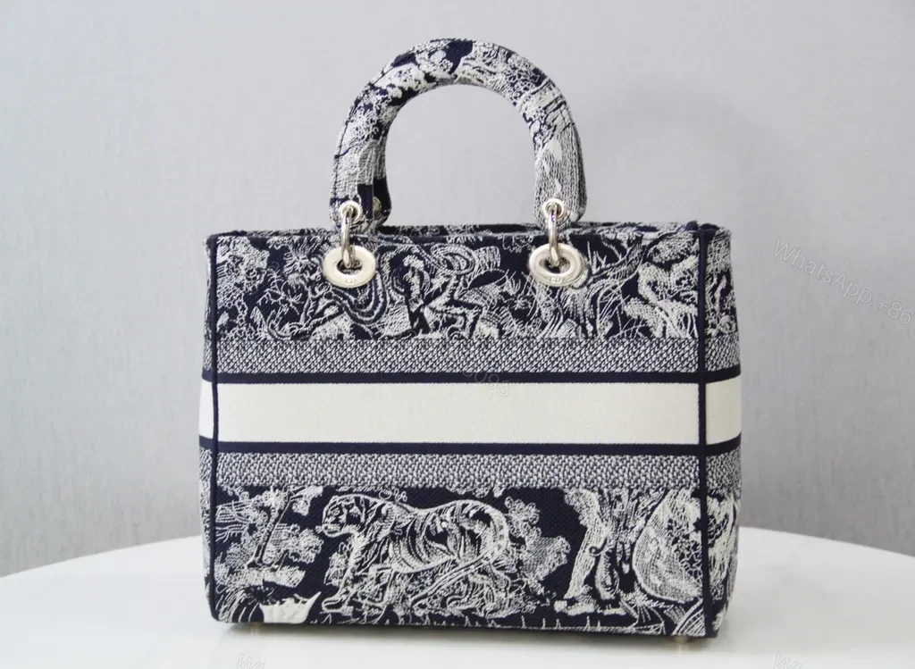 View 6 of Navy-Ivory Jacquard Tote: Luxe Everyday Carryall